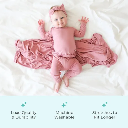 Vista 72 de Posh Peanut Pijamas para niñas, suaves, de viscosa de bambú para niños, pijamas a juego de manga larga para niñas