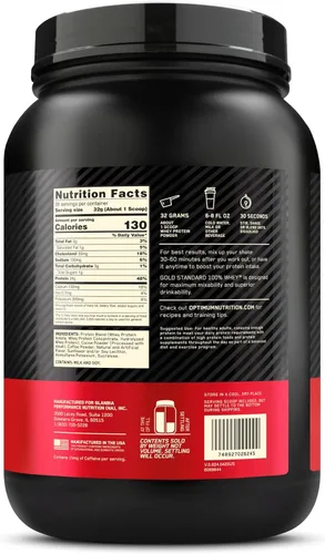 Vista 9 de Optimum Nutrition Estándar dorado 100% Proteína de Suero de Leche en Polvo, Pie de lima, 1.8 Libra