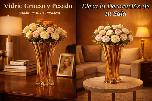 Vista 2 de Jarrones de vidrio para flores, jarrones modernos gruesos de 3.5 libras para mesas centros de mesa para decoración del hogar, florero de cristal