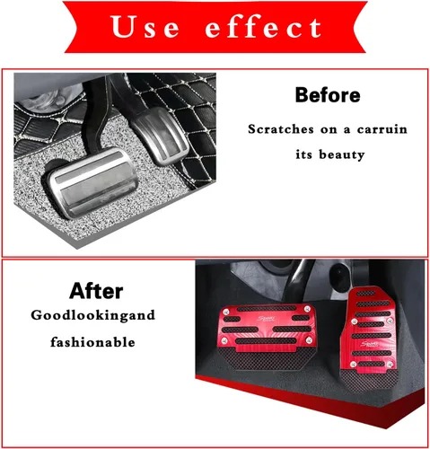 Vista 4 de Tesnaao Juego de 2 almohadillas antideslizantes para pedal de automóvil, fundas para pedal de acelerador, protectores de pedal de freno
