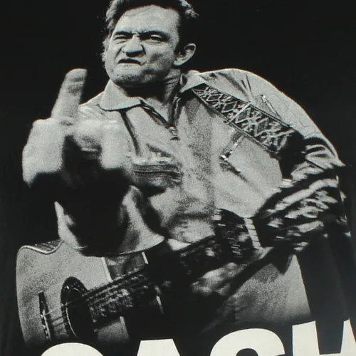Vista 2 de Johnny Cash The Bird Junior Fit Camiseta Negro