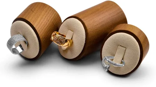 Vista 4 de Oirlv Soporte de madera maciza SM094 del escaparate de la joyería del Blanco crema