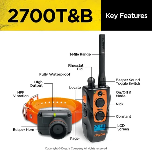 Vista 3 de Dogtra 2700T&B Collar electrónico de entrenamiento de perro de largo alcance de 1 milla y 1 milla y sonido de entrenamiento remoto para perros