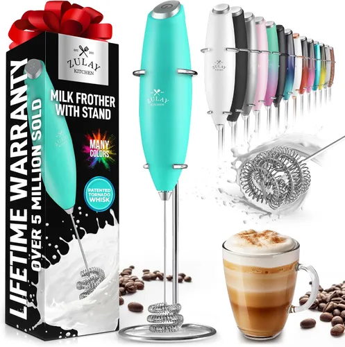 Vista 607 de Zulay Milk Boss Espumador de leche potente manual, hace espuma para latte, batidor para mezclar bebidas, café, miniespumador para capuchino, frappé