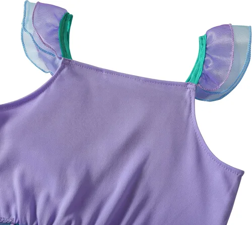Vista 5 de Vestido de sirena para niñas disfraz de princesa Ariel para Halloween y cosplay