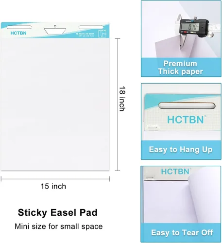 Vista 2 de Self-Stick Mini Easel Pad, 15 in x 18 in, 30 Sheets/Pad, 4 Pads, Sticky Flip Chart Paper for Teachers, Great for Students, Super Sticking Power &