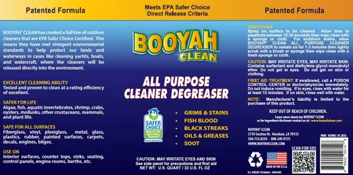Vista 2 de Booyah Clean Limpiador desengrasante multiusos, elimina la suciedad, las manchas, la sangre de pescado, el aceite, la grasa, las rayas negras