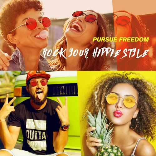 Vista 2 de Sunier Round Sunglasses Men Women Shades Polarized Hippie Retro Circle Sun Glasses