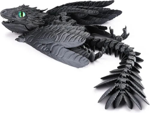 Vista 14 de Guwewu Wyvern Emplumado, Dragón Fidget Articulado Impreso en 3D - Azurewing