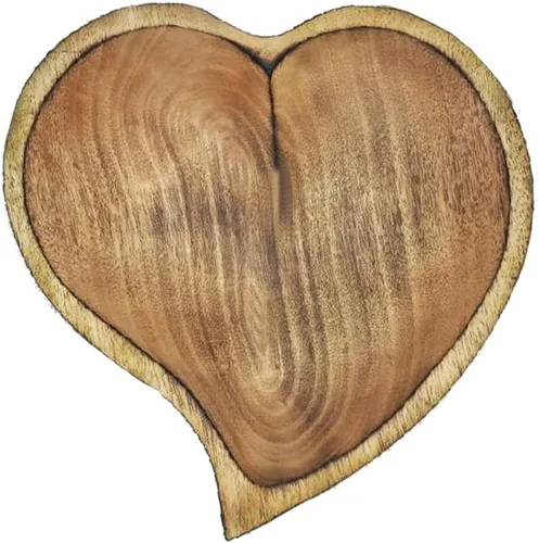 Vista 23 de WitnyStore Cuenco en forma de corazón de 6 pulgadas, funcional y coleccionable, cuenco de madera hecho a mano para servir frutos secos, postres