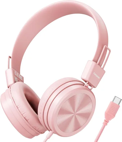 Vista 9 de Cowyawn - Auriculares infantiles, auriculares para niños con limitador de volumen seguro de 94 dB, auriculares escolares con cable para niños