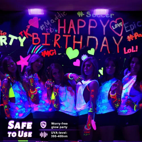 Vista 7 de Luz LED negra de 100 W, potente foco UV, IP66, lámpara UV de 395 nm para Navidad, fiesta de Halloween (1 unidad)