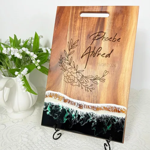 Vista 2 de Regalos de boda personalizados para parejas 2026, tablero de charcutería grabado personalizado para boda, aniversario, cumpleaños, inauguración