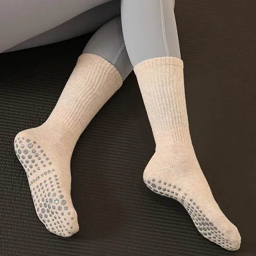 Vista 8 de Calcetines de yoga antideslizantes para mujer, pilates, barras, bailes, descalzos, 1 par