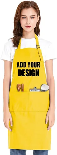 Vista 8 de TopTie Delantal con babero unisex de impresión personalizada, delantal ajustable de cocina de chef de lona de algodón con bolsillos