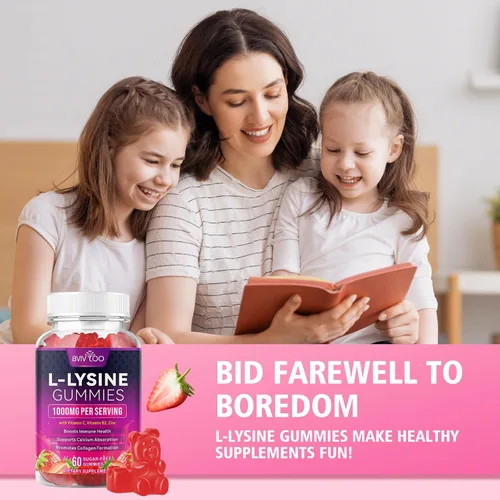 Vista 7 de L-Lisina - Gomitas de 1000 mg para apoyo inmunológico y salud de la piel, gomitas veganas de alta potencia, sin azúcar, sabor a bayas naturales