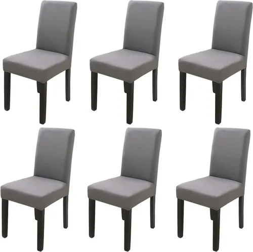 Vista 14 de Chickwin Paquete de 2 fundas elásticas para sillas de comedor, fundas elásticas negras para sillas de cocina, de elastano, sin brazos, ideales