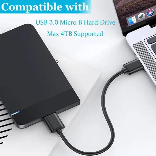 Vista 3 de Cable micro USB 3.0 de 6 pies USB 3.0 A a Micro B compatible con cámara, disco duro externo Seagate, WD Western Digital My Passport y discos duros