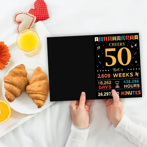 Vista 4 de Sutjxc Tarjeta de feliz cumpleaños 50 para marido y esposa, regalos vintage de 50 cumpleaños para papá y mamá, decoraciones retro de cumpleaños