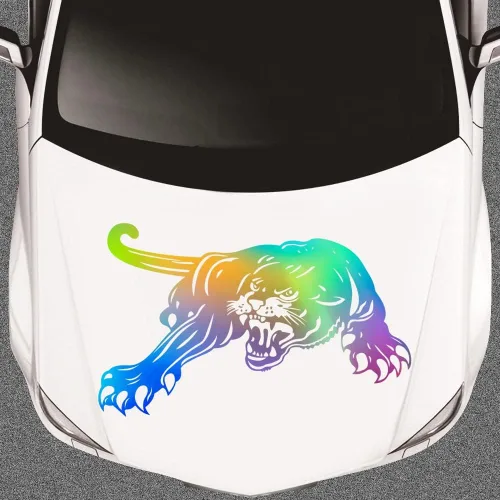 Vista 5 de JSCARLIFE Panther - Calcomanías de automóvil, prácticas calcomanías láser para capó de automóvil, calcomanías gráficas de vinilo autoadhesivas