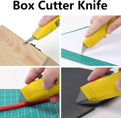 Vista 2 de DIYSELF Paquete de 2 cortadores retráctiles con 10 hojas de cuchillo utilitario, cuchillas afiladas de acero SK5, cortadores de caja para cartón