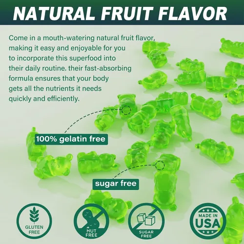 Vista 6 de Gomitas de musgo marino sin azúcar, suplemento de gel de musgo irlandés extra fuerte con yodo, clorofila, ACV sin filtrar, D3, raíz de bardana