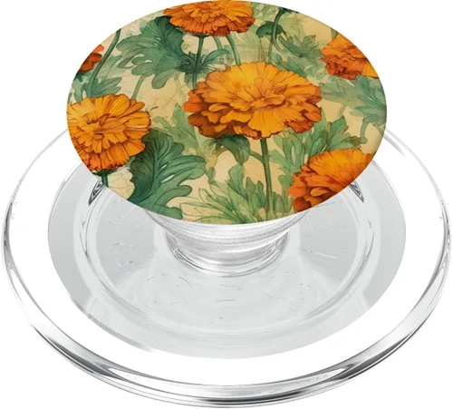 Vista 8 de PopSockets PopGrip estándar con diseño de flor de caléndula
