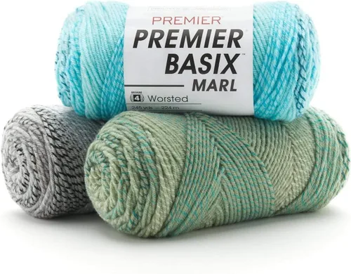 Vista 4 de Premier Yarns Basix, hilo de estambre sólido, hecho de acrílico, hilo ideal para ganchillo y tejido, color blanco, 359 yardas