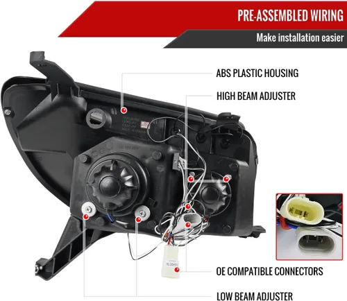 Vista 3 de Carpartsinnovate Se adapta a 03-05 4Runner SUV SR5 Negro LED Halo proyector faros lámparas