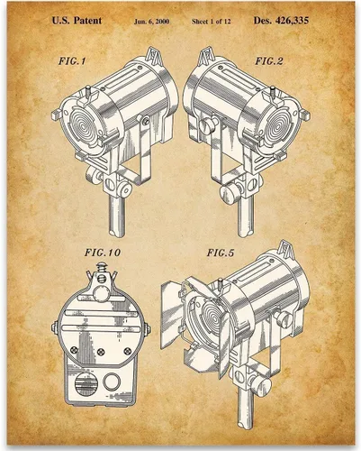 Vista 8 de Theater Spotlight Patent Print - Great Home Office and Movie Theater Decor, Cinema Decorations and Musical Theater Poster, Classic Gift for Actor