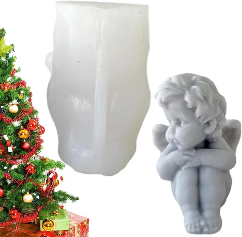 Vista 10 de Molde de vela de ángel de silicona, Molde de forma de ángel lindo, Molde de vela de ángel 3D, Molde para hacer velas, Molde de aromaterapia, Molde