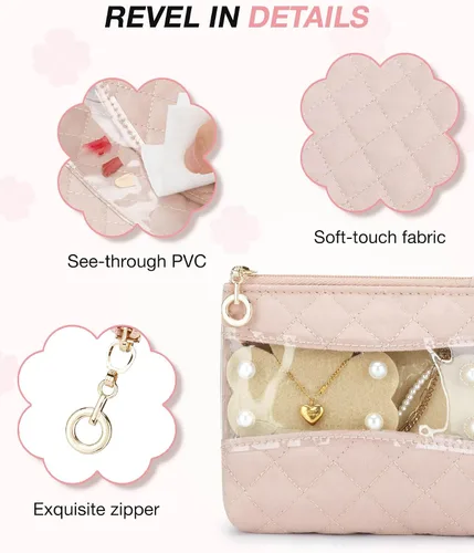Vista 3 de BAGSMART Estuche organizador de joyas de viaje, bolsa de almacenamiento portátil para viajes, bolsa de joyería para collares, aretes, anillos