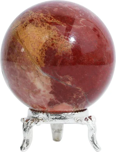 Vista 11 de ZAICUS Bola de esfera de piedra de sangre africana con soporte de metal, bola de piedras preciosas para brujería y bolas decorativas, escultura