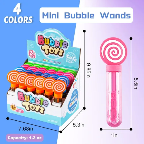 Vista 2 de JOYYPOP Juego de 24 mini varitas de burbujas de 4 colores para niños, regalos de fiesta de burbujas, regalos de verano para niños y niñas, fiesta
