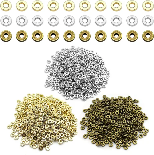 Vista 15 de 1000 cuentas espaciadoras redondas planas para manualidades, cuentas de disco de 5 colores para hacer joyas, pulseras, collares, aretes y 1000pcs; 5