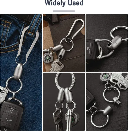Vista 7 de TISUR Titanium Quick Release Keychain, Pull Apart Detachable Keychain Swivel Car Key Holder Accessories Llavero