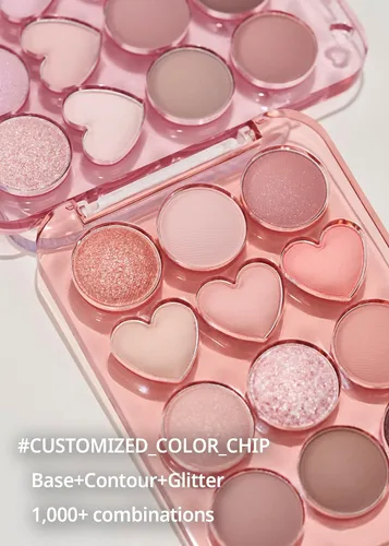 Vista 5 de COLORGRAM Paleta de sombras de ojos Pin Point 01 Peach+Coral = Ultra mezclable mate, purpurina, tonos brillantes para maquillaje diario Paleta