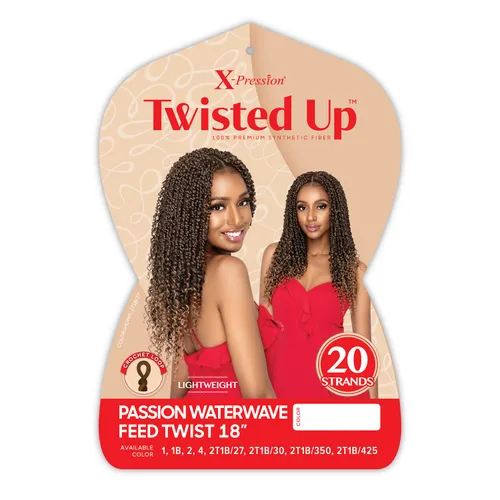 Vista 5 de Outre X-Pression Twisted Up Passion Waterwave Feed Twist - Trenzas de ganchillo de 18 pulgadas (2T1B/350)