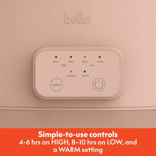Vista 3 de bella Olla de cocción lenta programable de 6.0 cuartos de galón, revestimiento antiadherente de cerámica, temperatura ajustable y tiempos