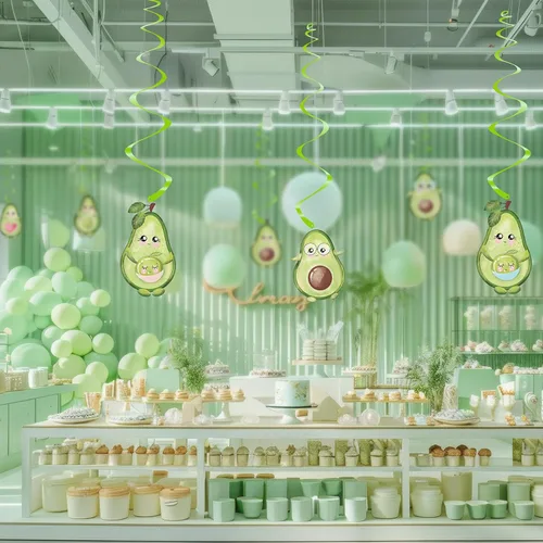 Vista 7 de Paquete de 40 decoraciones colgantes de aguacate – Decoraciones de fiesta de aguacate para niñas, suministros de fiesta de frutas y bonita