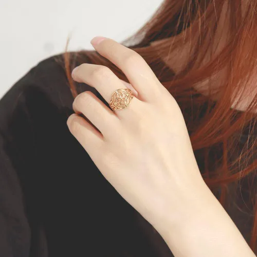 Vista 10 de TEAMER Anillo de nudo de brujas, amuleto celta de acero inoxidable, joyería vintage para mujer