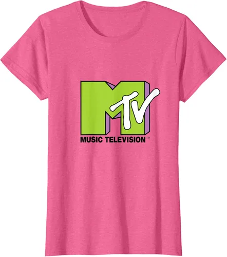 Vista 91 de Camiseta de tratamiento de relleno con logotipo MTV verde lima y morado, Negro, S Azul Marino
