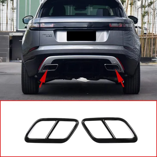 Vista 3 de Tubería de acero inoxidable salida escape cola marco cubierta 2 unids para Land Rover Range Rover Velar 2017 2018 2019 Auto Accesorios