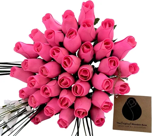 Vista 13 de Ramos originales de rosas de madera en 1, 2, o 3 docenas, Madera de abedul, 1 Docena
