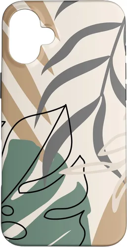 Vista 23 de Funda abstracta minimalista exótica para iPhone 16 Tropical Botanical Beige Brown