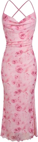 Vista 13 de SOLY HUX Vestido de malla floral para mujer, vestido largo para cóctel Estampado floral multicolor.