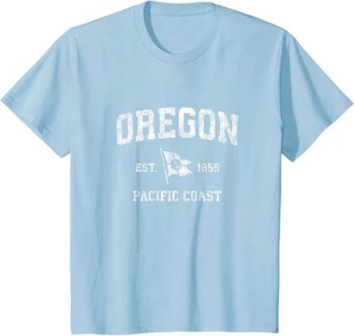 Vista 14 de Oregon Vintage barco ancla bandera diseño de West Coast Retro Tee, hombre S, Arándano