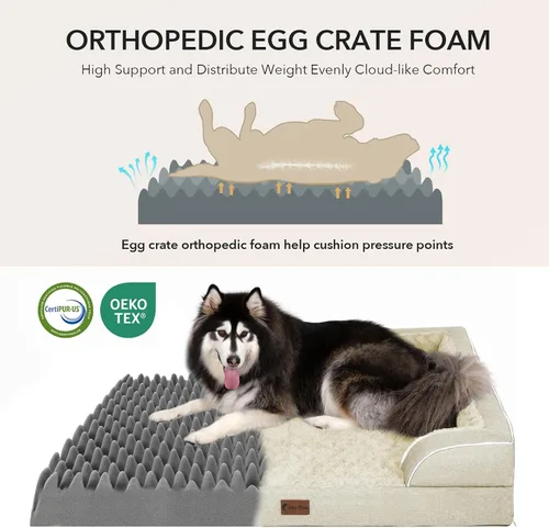 Vista 2 de Camas ortopédicas para perros grandes, cama de espuma viscoelástica impermeable para mascotas grandes con lados 89x56 cm, sofá para perros grandes