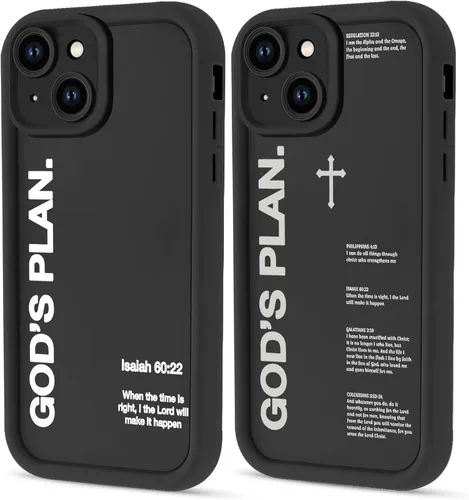 Vista 34 de Paquete de 2 fundas protectoras para iPhone 8 Plus/7 Plus de 5.5 pulgadas con collage de versículos bíblicos de Jesús para mujeres y niñas, diseño