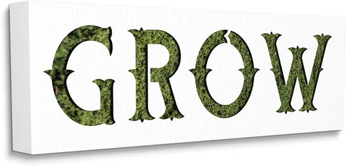 Vista 7 de Stupell Industries Grow Phrase - Placa de pared con texto mínimo sobre hierba, diseñada por Daphne Polselli, 7 x 17 pulgadas, color verde Stupell
